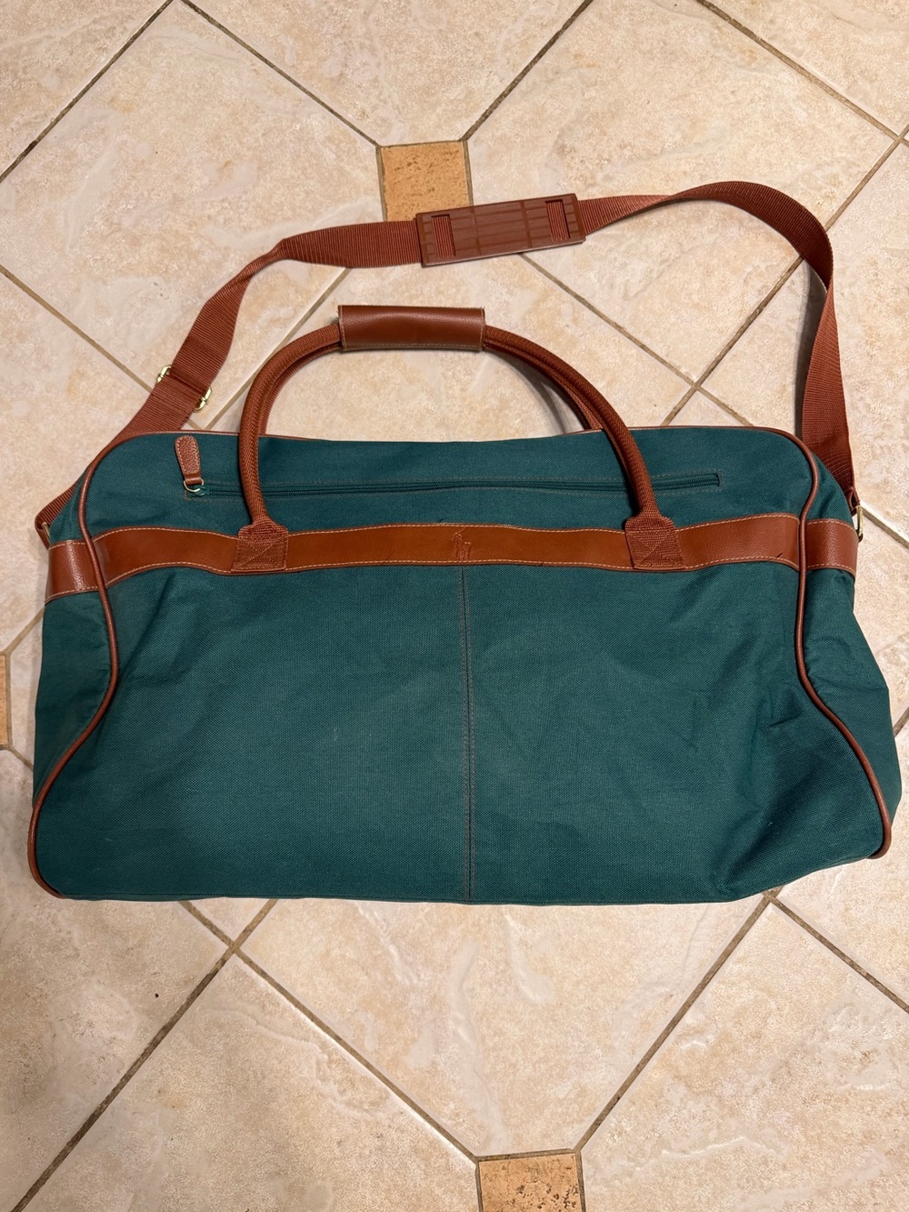 Vintage Polo Ralph Lauren Duffle Bag Mens Green Canvas Large Weekender 90s Logo